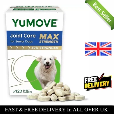 BRANDED YuMOVE Senior MAX Strength Senior Dog Strength Joint Supplement - 120 Tablets UK