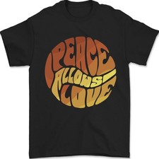 Camiseta Hombre Peace Allows Love Quote Hipster Negro 100% Algodón