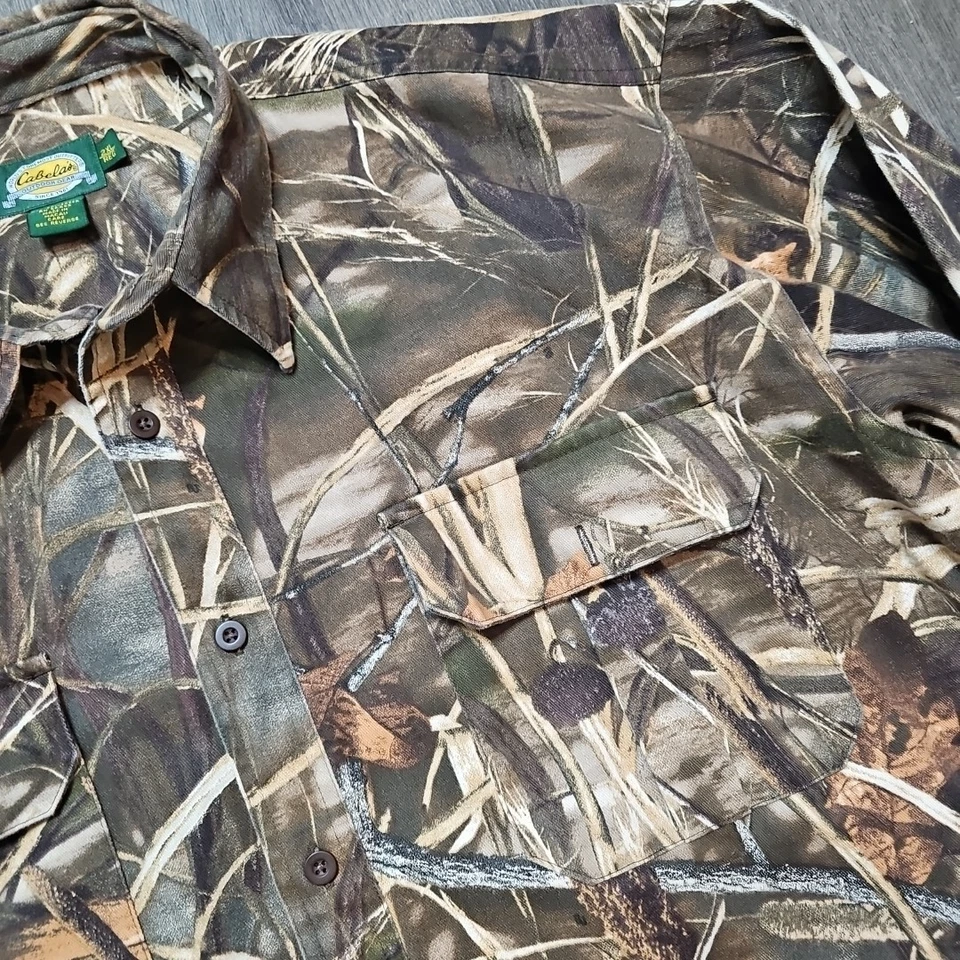 Cabela's Outdoor Hunting 2XL Advantage Max-4 HD Camo Waterfowl Heavy Denim Shirt - Image 2 of 4