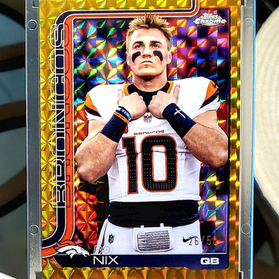💥/50!💥 Bo Nix - 2025 Topps Chrome - Variation - Gold Geometric /50 BRONCOS