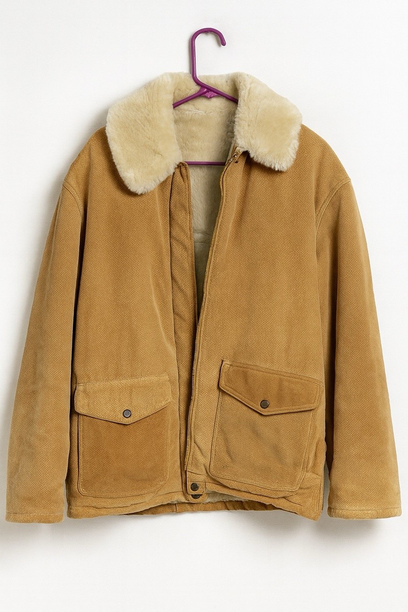 J.Percy for Marvin Richards Leather Coat Small Tan w/ Faux Fur