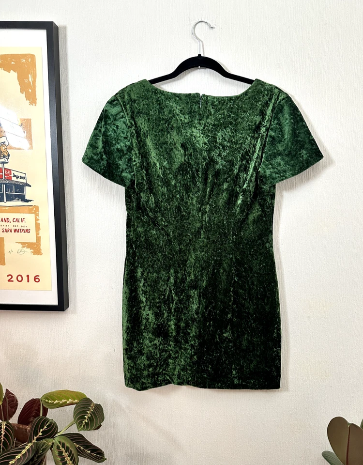ABS by Allen Schwartz Mini Dress Crushed Velvet Green Short Sleeve - Изображение 3 из 4