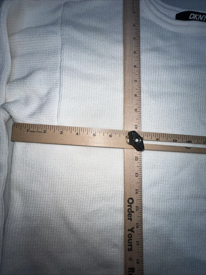 DKNY Suéter Hombre XL Blanco Crema 100% Algodón Manga Larga Foto 4 de 4
