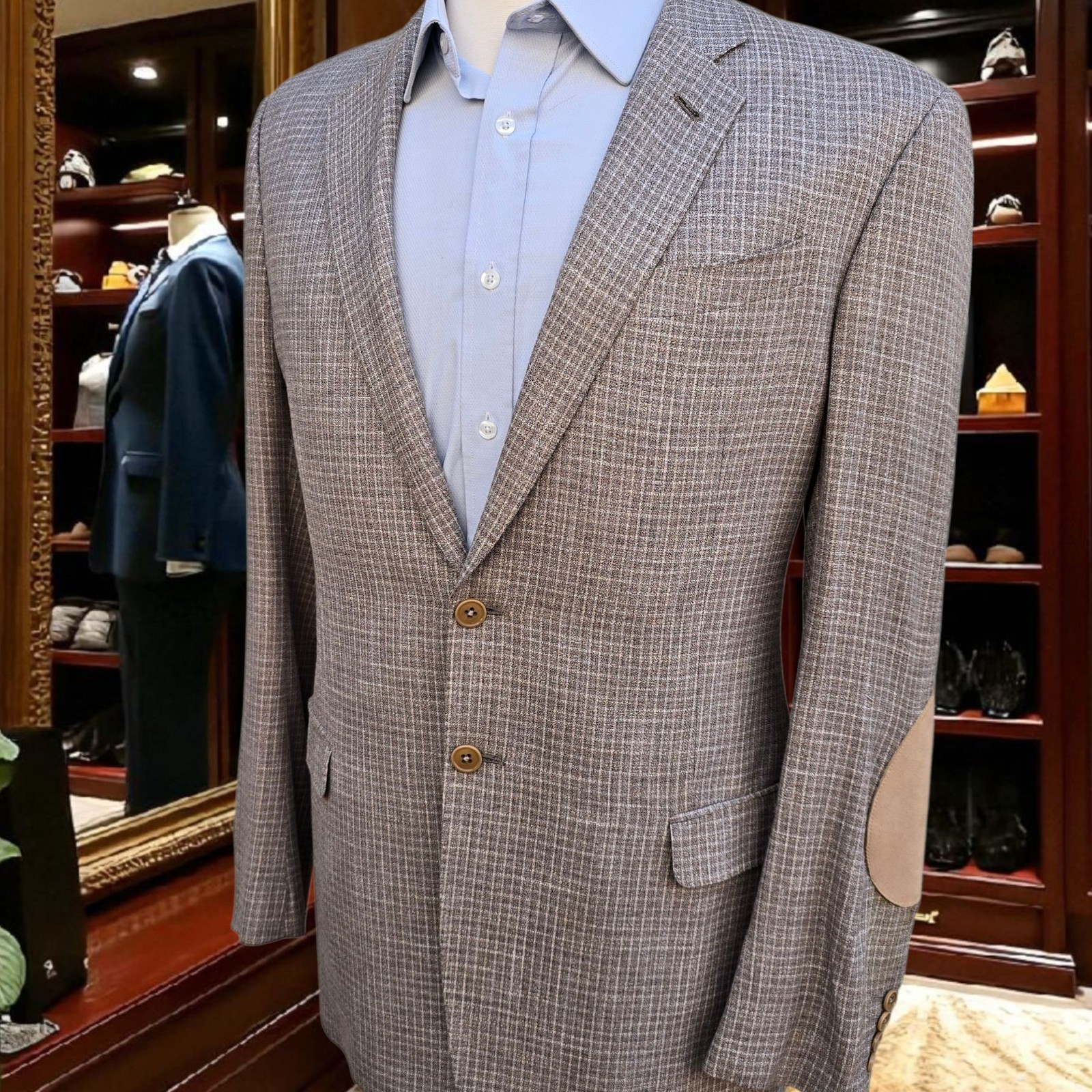 Armani Collezioni Blazer 42L G Line 52 It Dual Vent Suede Elbow Pads