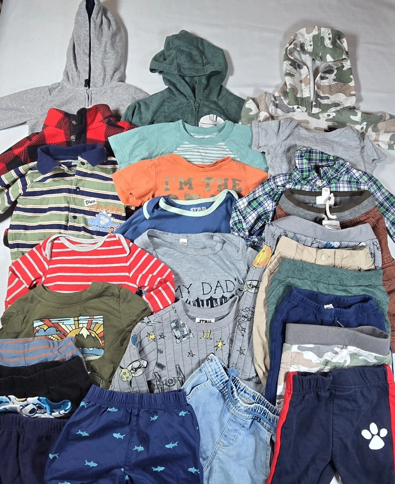 26 Lot Bundle Baby Boy Clothes Bodysuits Sleepers Pants: 12M 12 Months
Opens in a new window or tab