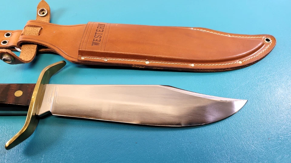 Cuchillo Bowie Western W49 vintage H + funda caja de fábrica y papeles c. 1984 TR757 Foto 3 de 4