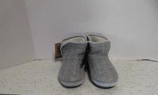 NWT Muk Luks Knit Back Boot 7/8 Medium Grey/ Blue Women's Slipper