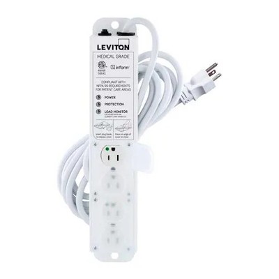Leviton 53C4m-1S5 Outlet Strip, Surge, Rack Mounted, 4 5-15R, 5-15P, 15 Ft.,
