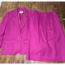 Vintage Pendleton 100 Virgin Wool Magenta 2pc Blazer Skirt Set USA Size 8