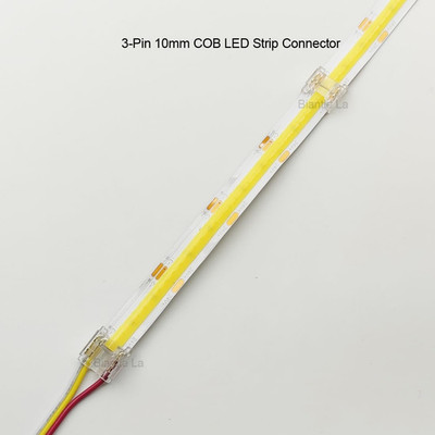 3-Pin 10mm COB LED Strip Connector Kit for Solderless Strip-to-Wire and Strip...