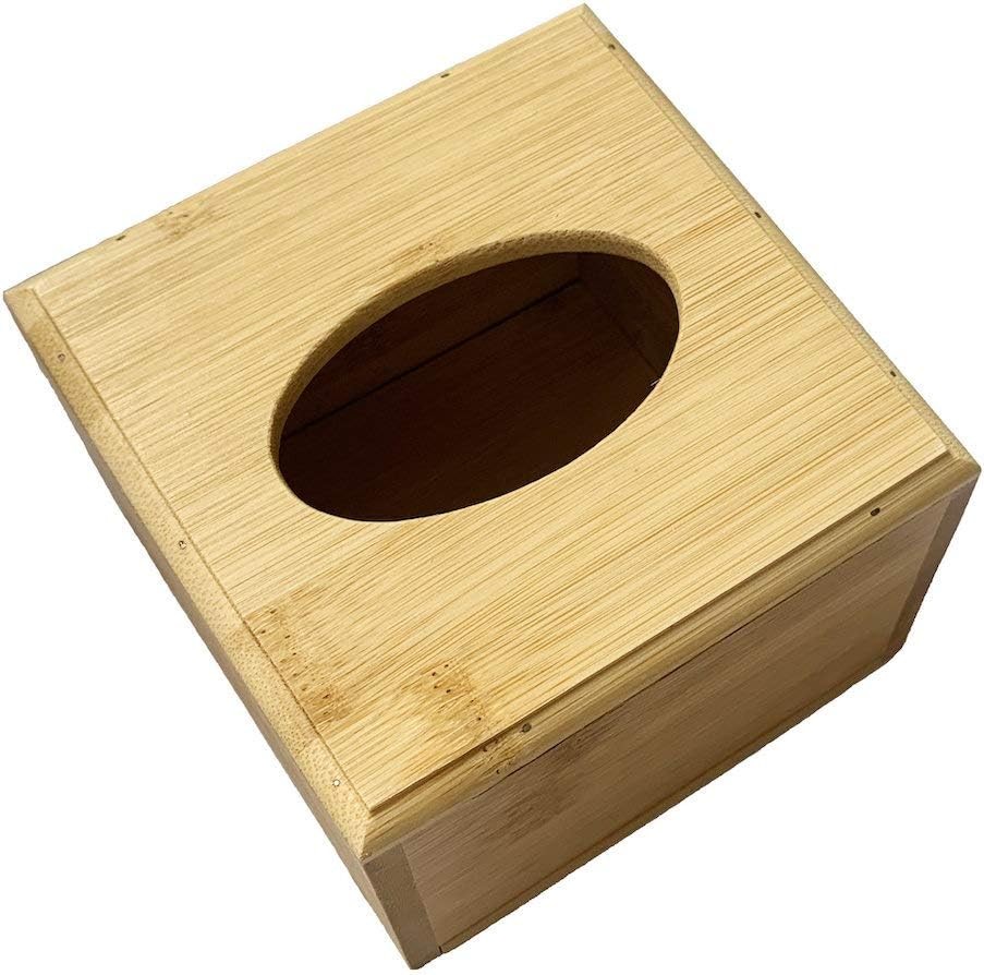 Natural Bamboo Wooden Tissue Dispenser Box Square Tissue Holder Cube Small Tiss