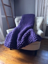 Chunky Knit Blanket  Purple Knit Blanket