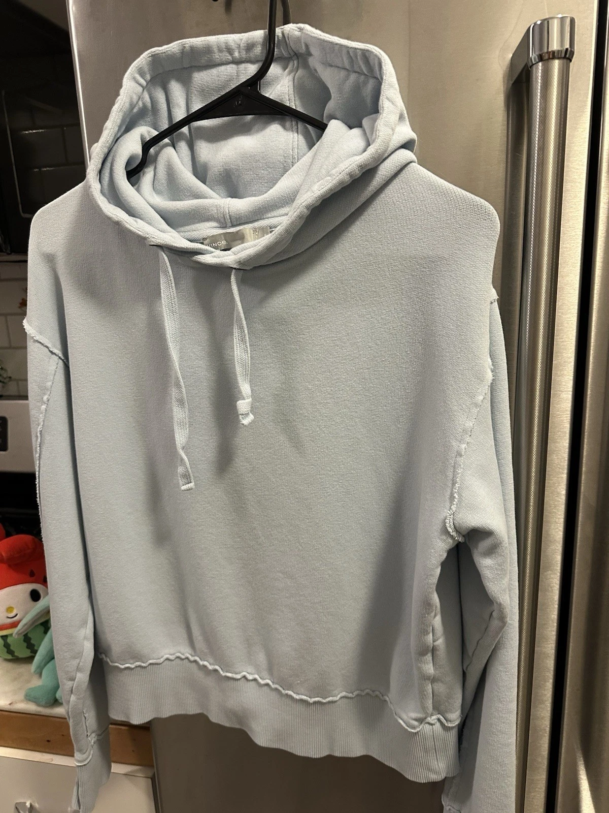 Vince Raw Hem Hoodie, Powder/baby Blue, Ladies Size Medium, Spring, Active