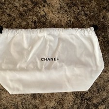 CHANEL Beauty White Cotton Drawstring Dust Bag Pouch 12 x 5 x 7 EX