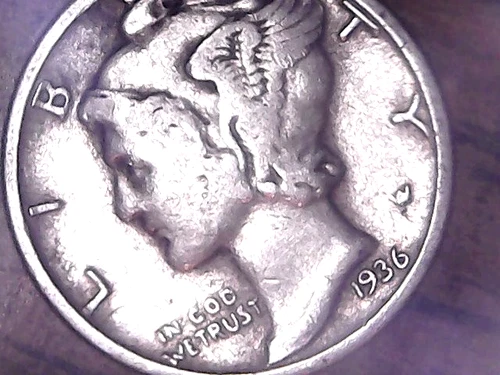 1936-D  SILVER MERCURY DIME - GRADES "VERY FINE"