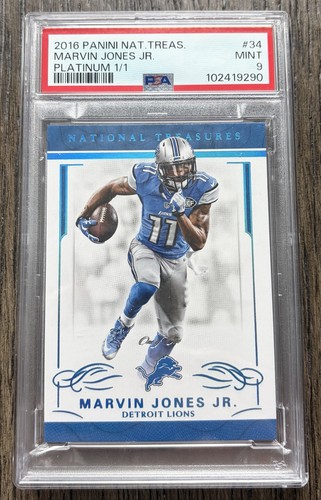 2016 NATIONAL TREASURES #34 PLATINUM 1/1 MARVIN JONES JR. LIONS PSA 9