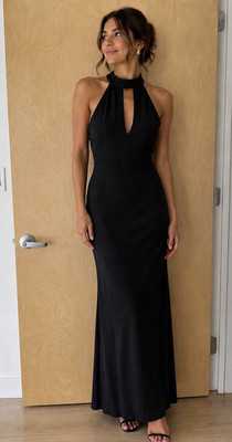 ABS by Allen Schwartz Black Halter Sleeveless Maxi Dress Small