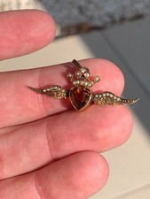 15ct gold citrine seed pearl sweetheart pendant Victorian 1890s