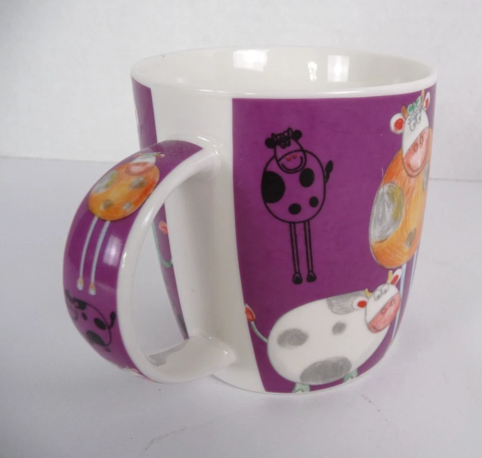 Maxwell & Williams Coffee Tea Mug Abstract Cows Purple Base Fine Porcelain - Image 2 of 4