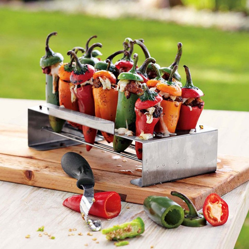 Stainless Steel Jalapeno Grill Rack with Supportive Stand Pepper ...