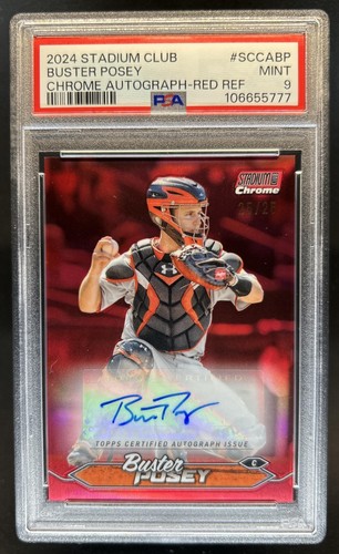 2024 Topps Stadium Club Buster Posey Chrome Auto Red Refractor #/25 Giants PSA 9
