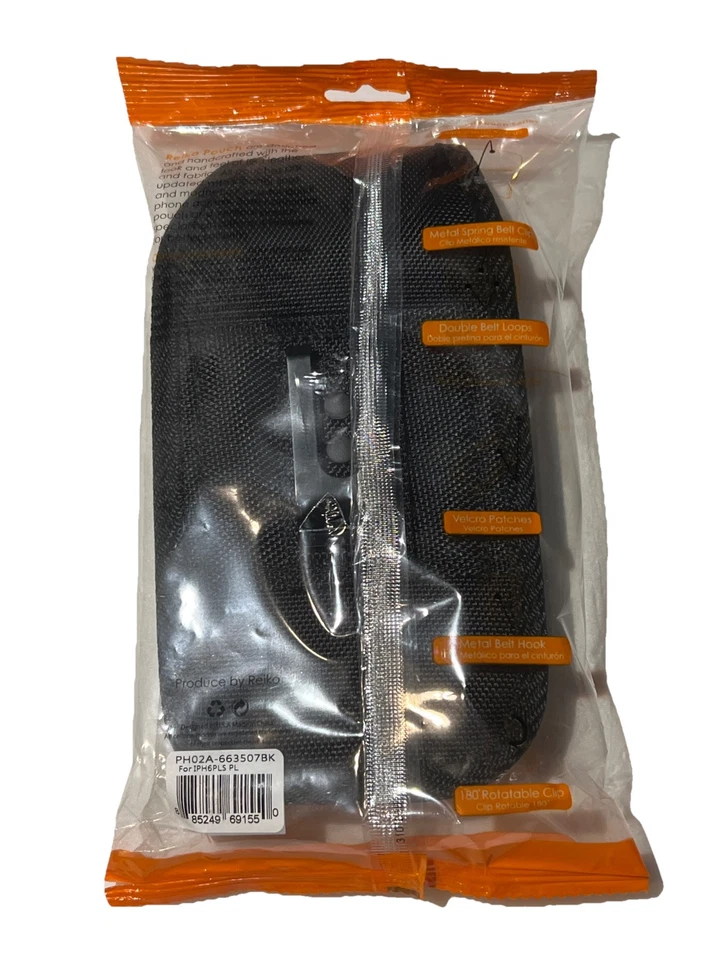 Estuche Reiko Negro Vertical Cuero Lona Clip Cinturón Estuche Bolsa para Teléfono Celular Grande Foto 2 de 2