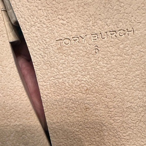Tory Burch Carson Krokoprägung anatomische Pantolette Sandale - Größe 6 6,5 cremeweiß - Bild 7 von 8