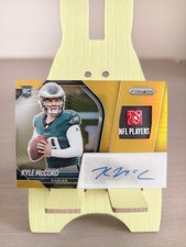 Kyle McCord 2025 Panini Prizm NFL RC Gold Logo Tag Patch Auto 8/10 Eagles RPA