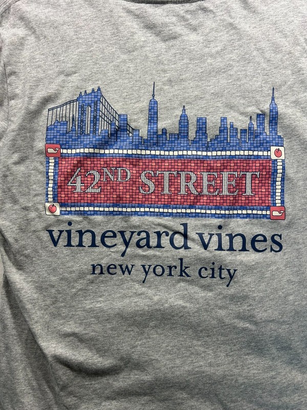 Vineyard Vines Shirt Mens XS Gray NYC 42nd Street Pocket Long Sleeve