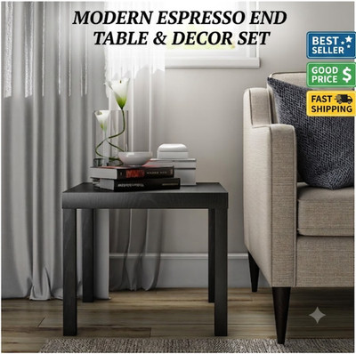 Parsons End Table Black Oak Modern Side Table for Living Room Bedroom
