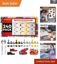 Durable 240 Set Leather Rivets in Brass - Includes Setting Tools Storage