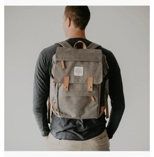 Parker Baby Co. Gray Canvas Diaper Backpack Large with Insulated Bottle Pocket
