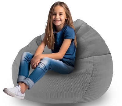 Stuffed Animal Storage Bean Bag Chair  Soft Corduroy Toy Organizer Gray