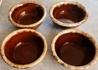 Vintage Hull Oven Proof Brown Drip Glaze Pottery 4 Cereal Bowls - 5.25 Inches