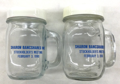 Sharon Bancshares Inc. Stockholder's Meeting Glass Mug Bank (2 Available) C-5