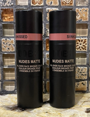 Bundle 2 NUDESTIX All Over Face Blush Color & Brush in Sunkissed .25oz Full Size
