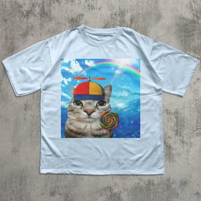 Happy Cat Dreamcore T-shirt, Funny Cats Shirt, Brainrot Meme Tee, Silly Kitten