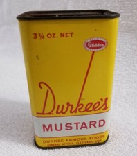 Vintage Durkees Spice Tin MUSTARD 3 3/4 oz Fantastic Color 