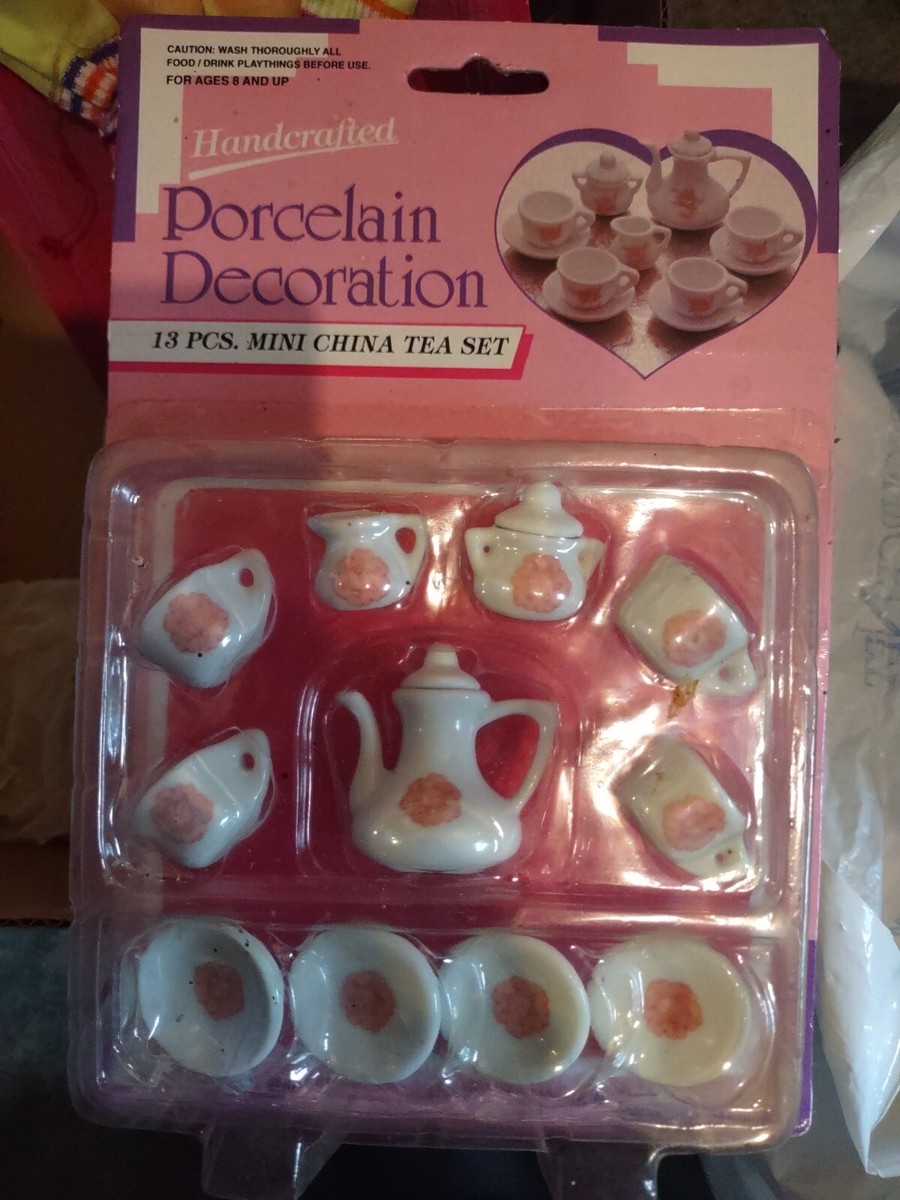 希少☆90s ベティブープ　ミニチュアティーセット Vintage 90s 13 Pc Handcrafted Miniature Porcelain Tea Set New