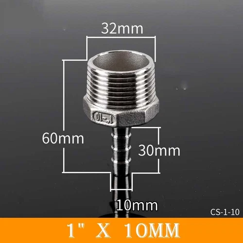 Stainless Male Thread Pipe Fitting x Barb Hose Tail Connector BSP 1/8" to 4" - Bild 25 von 86