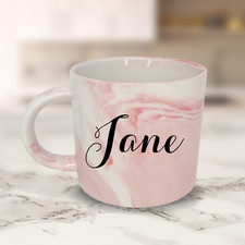 Personalised Name Pink Marble Coffee Tea Mug - Kichen Home Cup Drink Birthday