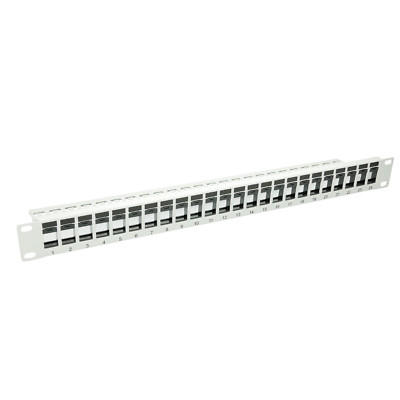 Patchpanel 24 Port 19 Zoll Netzwerk Verteilerfeld 1 HE Patchfeld Grau management