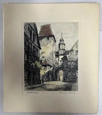 Vintage Rothenburg Christmas Holiday Card Genuine Etching (A5)