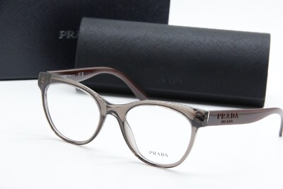NEW PRADA VPR 05W 05M-1O1 TRANSPARENT BROWN AUTHENTIC EYEGLASSES W/CASE 51-19