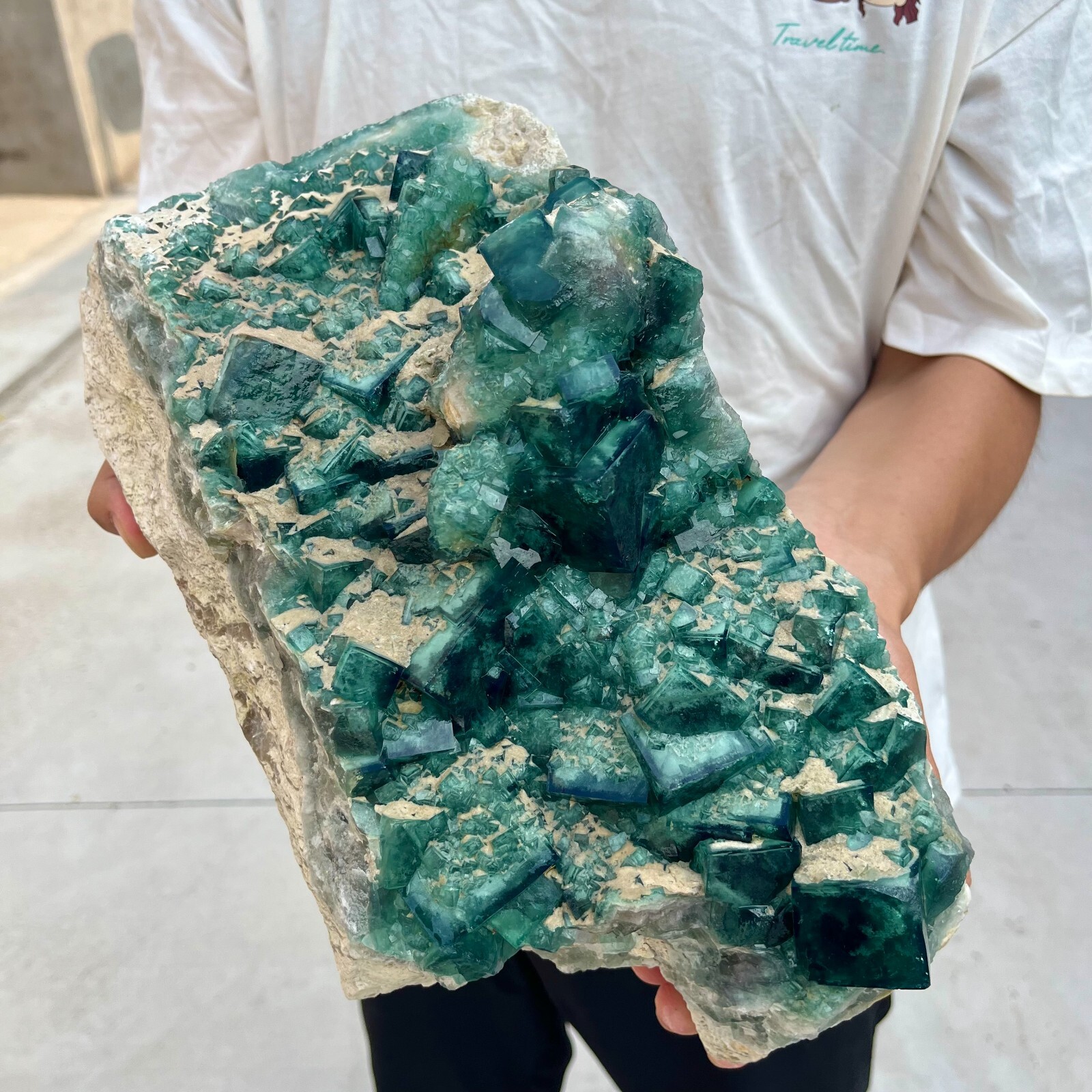 22.2lb Natural Green Fluorite Crystal Quartz Cluster Specimen for Healing