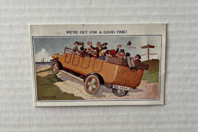 We're Out For A Good Time Auto Comic Bamforth Comic Dugald Divided Back Postcard