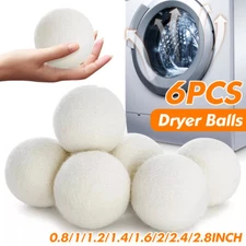 6× Wool Dryer Balls Reusable Softener Anti-static Fleece Laundry Ball Washing