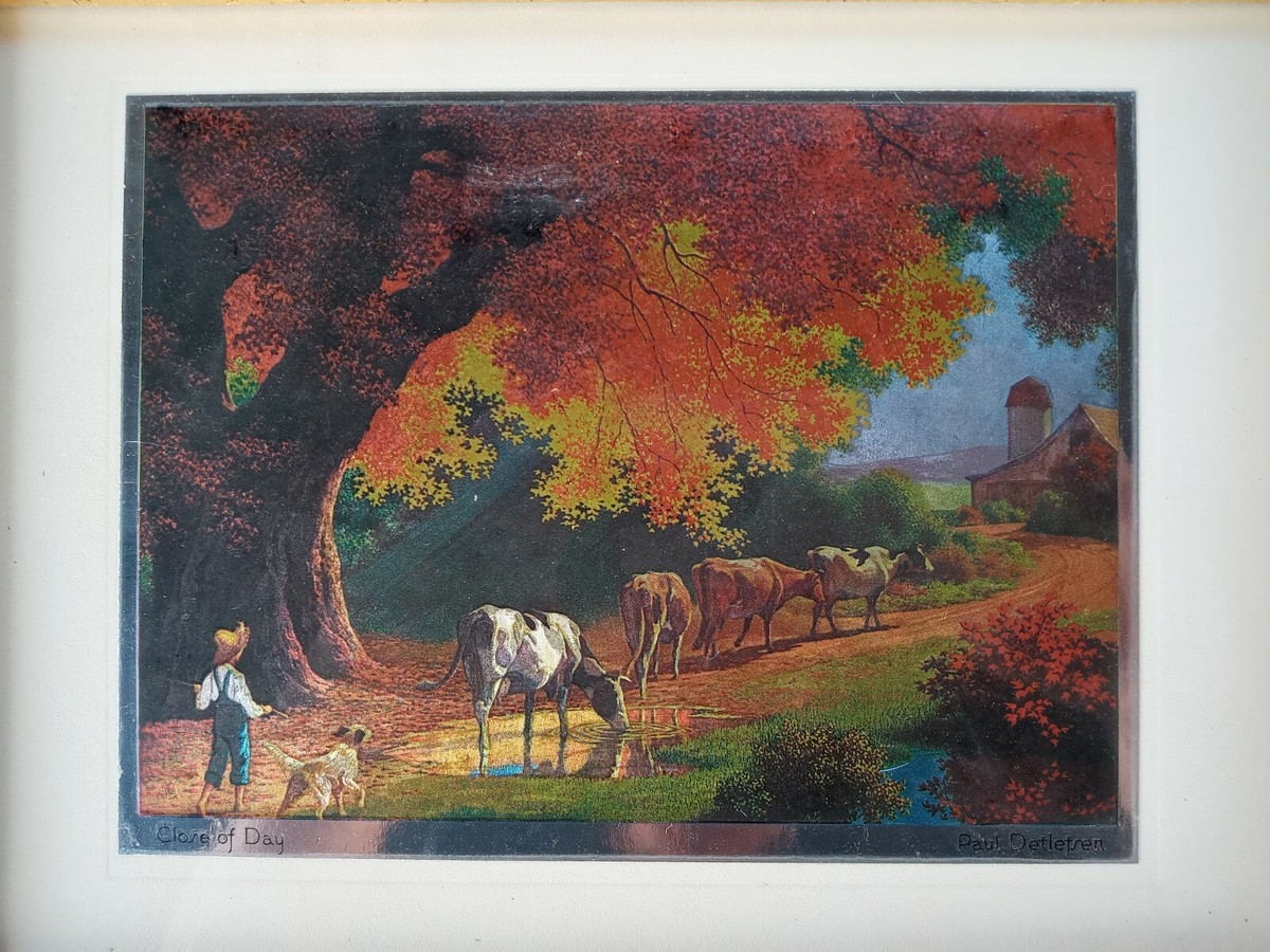 Paul Detlefsen絵画 Vintage Framed Paul Deflefren Days to Remember Lithograph