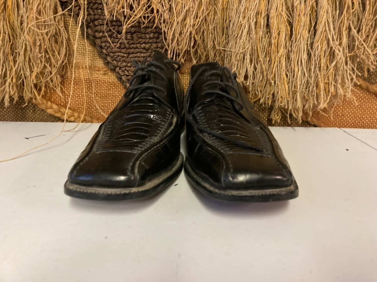 Stacy Adams Mens Black Leather Crocodile Print Oxford Shoe 9.5 M Pietro 24141 Stacy Adams Black Crocodile Leather Mens Oxford Shoes 10M | eBay main image 3