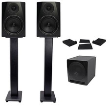  2 Rockville APM6B 6" Powered Studio Monitors Active 10" Subwoofer Foam Pads